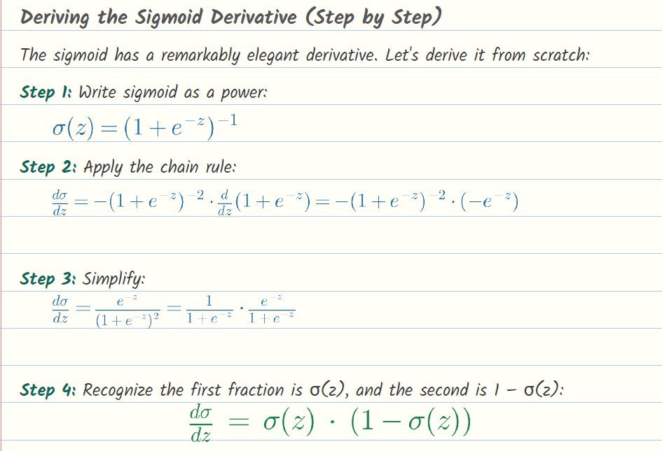 Preview page from the logistic regression sample showing the step-by-step sigmoid derivative derivation